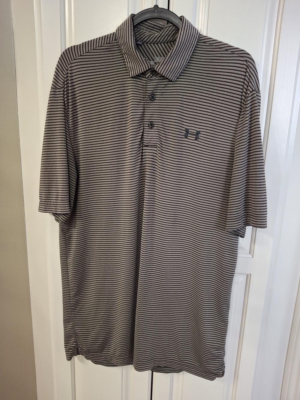 Under Armour Men's Gray Striped Polo Shirt